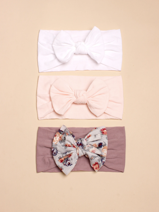 3pcs Baby Bow Decor Hair Band For Spring