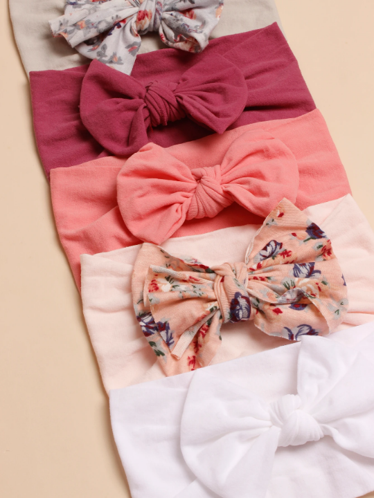 5pcs Baby Bow Decor Hair Band For Spring