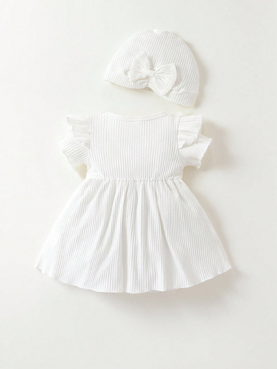 Baby Girl Newborn Ruffle Trim Bow Front Dress