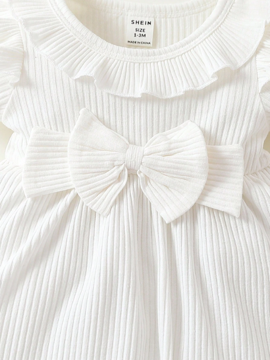 Baby Girl Newborn Ruffle Trim Bow Front Dress