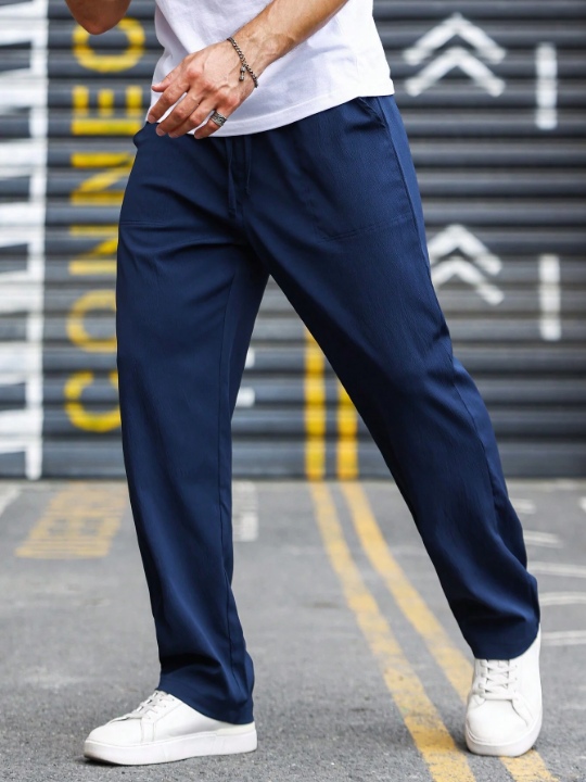 Manfinity Homme Loose-Fit Men's Slant Pocket Straight-Leg Trousers