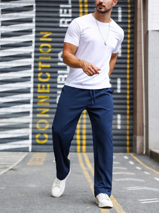 Manfinity Homme Loose-Fit Men's Slant Pocket Straight-Leg Trousers