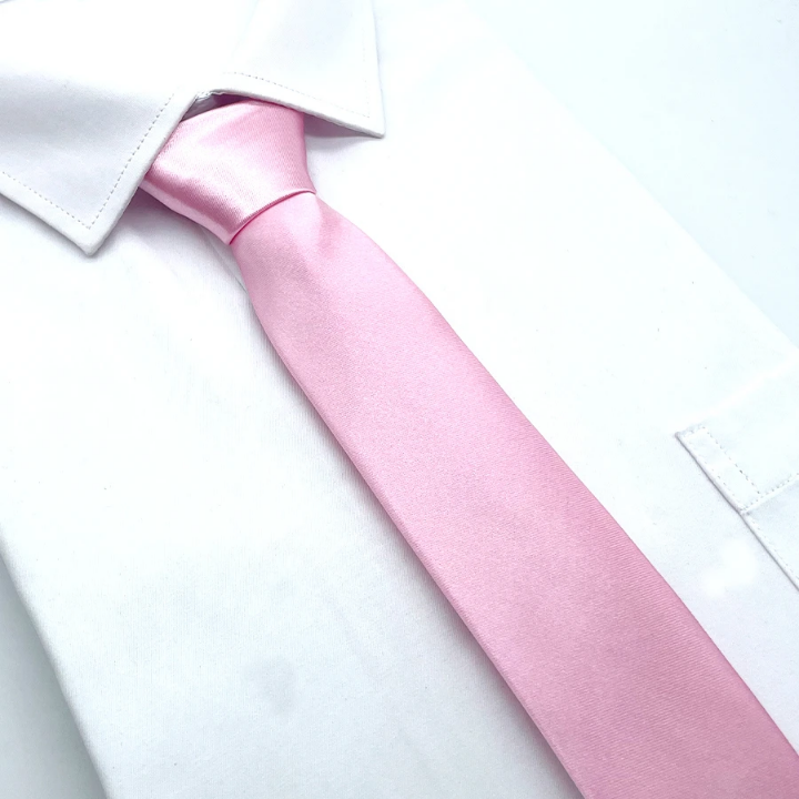 1pc Men Solid Tie Pink Tie For Weddings Parties Holidays