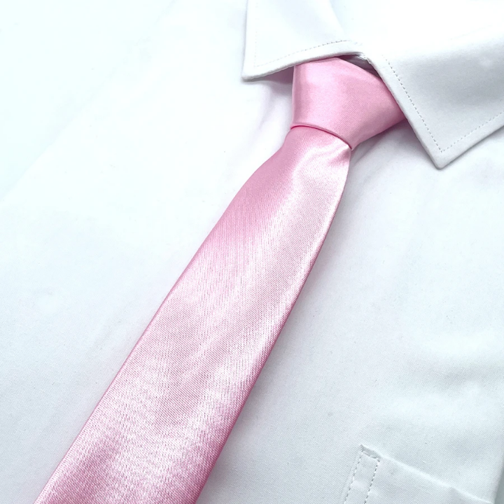 1pc Men Solid Tie Pink Tie For Weddings Parties Holidays