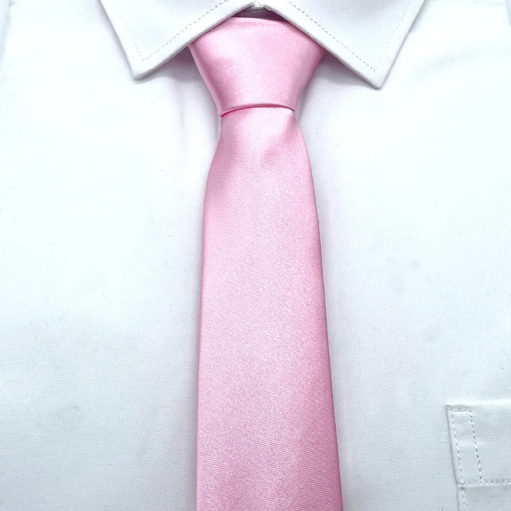1pc Men Solid Tie Pink Tie For Weddings Parties Holidays