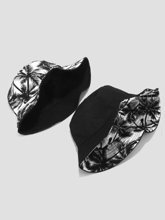 Men Palm Tree Print Bucket Hat