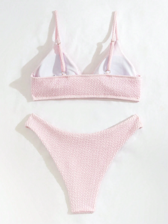 Swim Basics Plain High Cut Bikini Swimsuit