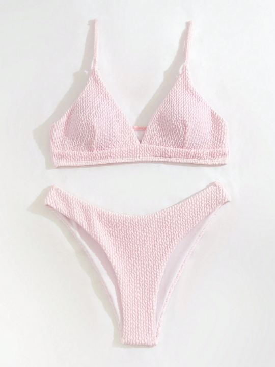 Swim Basics Plain High Cut Bikini Swimsuit