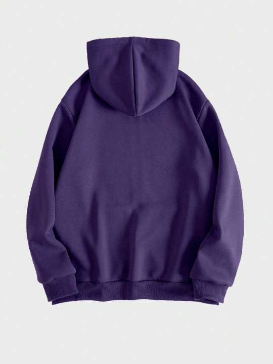 ROMWE Academia Men Skull & Letter Graphic Zip Up Thermal Lined Hoodie