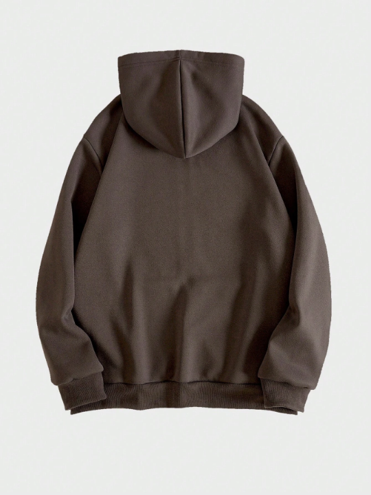 ROMWE Academia Men Skull & Letter Graphic Zip Up Thermal Lined Hoodie