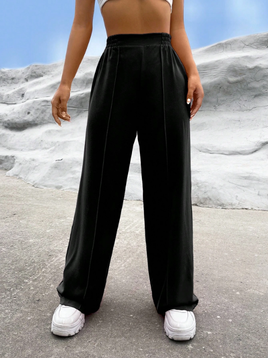 EZwear Summer Black Y2k Solid Wide Leg Pants Dress Pants