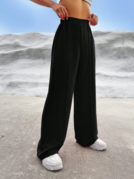 EZwear Summer Black Y2k Solid Wide Leg Pants Dress Pants