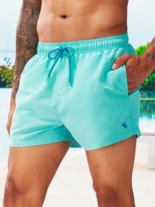 Manfinity Swimmode Men Slant Pocket Drawstring Waist Swim Trunks