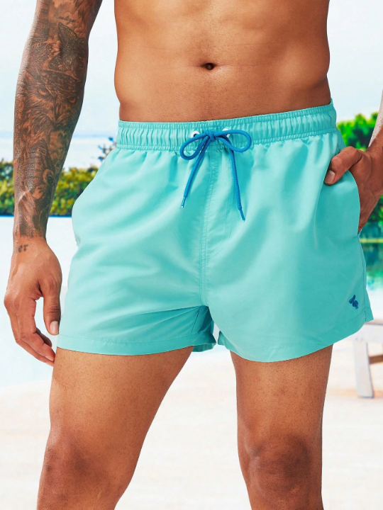 Manfinity Swimmode Men Slant Pocket Drawstring Waist Swim Trunks