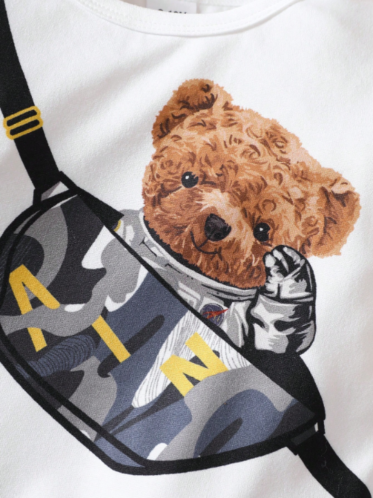 Baby Boy Bear Print Sweatshirt & Camo Print Sweatpants