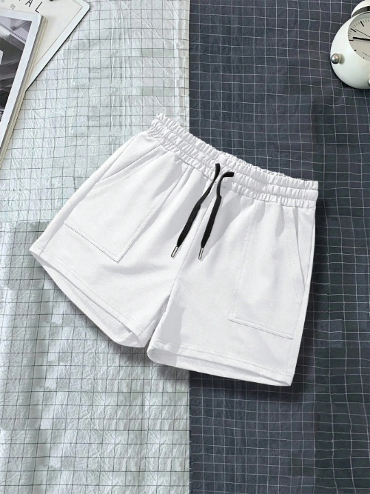 Manfinity Homme Men Drawstring Waist Slant Pocket Shorts