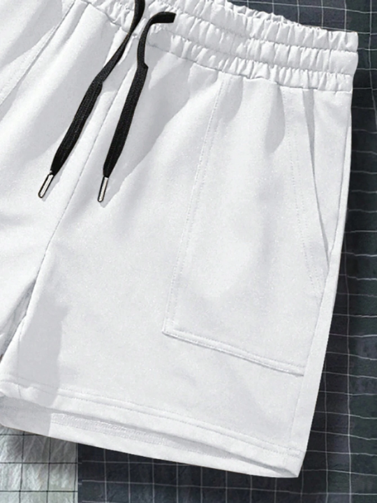 Manfinity Homme Men Drawstring Waist Slant Pocket Shorts