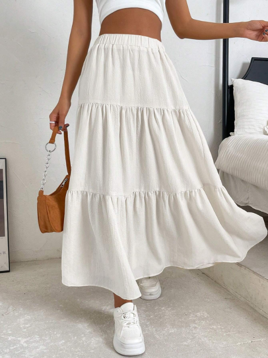 EZwear High Waist Ruffle Hem Skirt