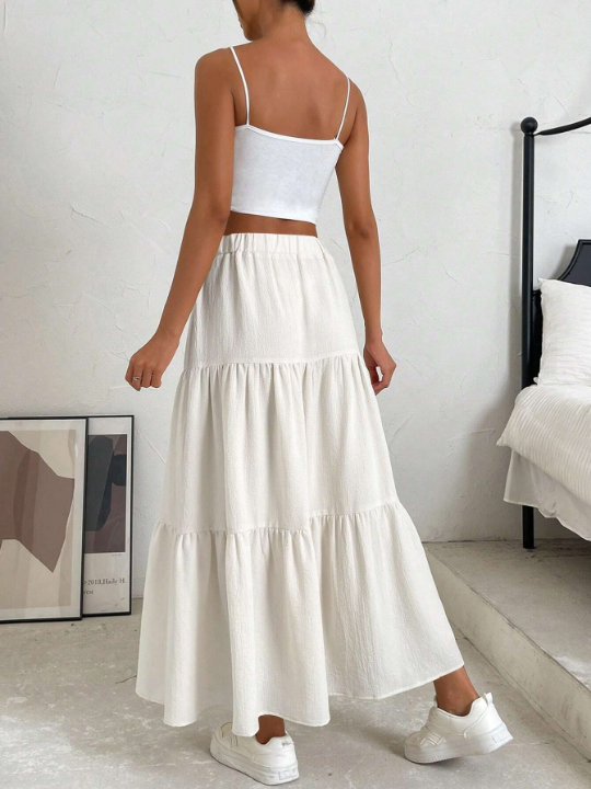 EZwear High Waist Ruffle Hem Skirt