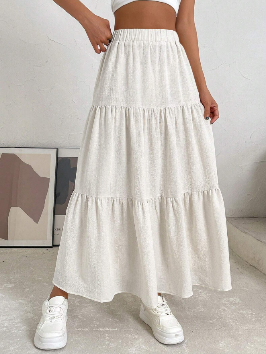 EZwear High Waist Ruffle Hem Skirt