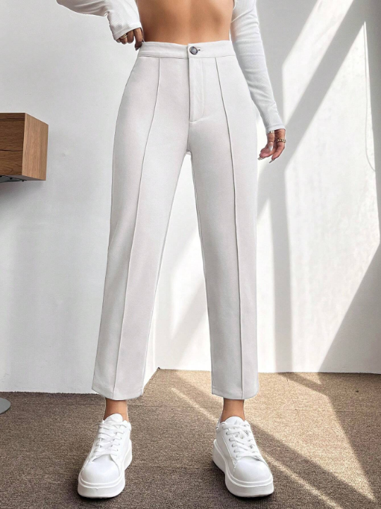 PETITE High Waist Seam Detail Cropped Pants