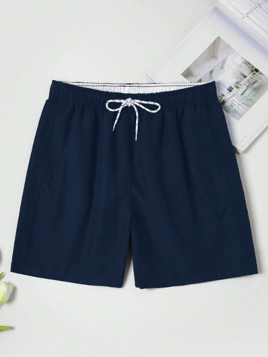 Manfinity Swimmode Men Drawstring Waist Solid Swim Trunks