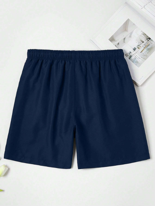 Manfinity Swimmode Men Drawstring Waist Solid Swim Trunks