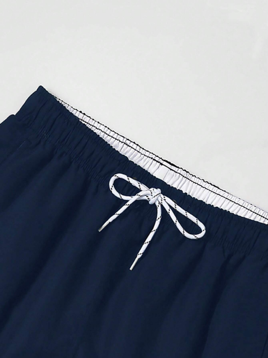 Manfinity Swimmode Men Drawstring Waist Solid Swim Trunks