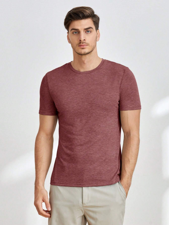 Manfinity Homme Men Solid Round Neck Tee