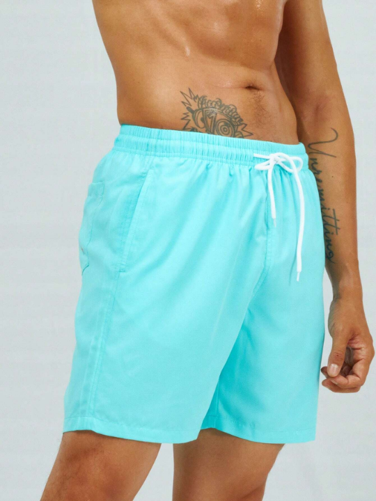 Manfinity Swimmode Men Solid Drawstring Waist Swim Trunks