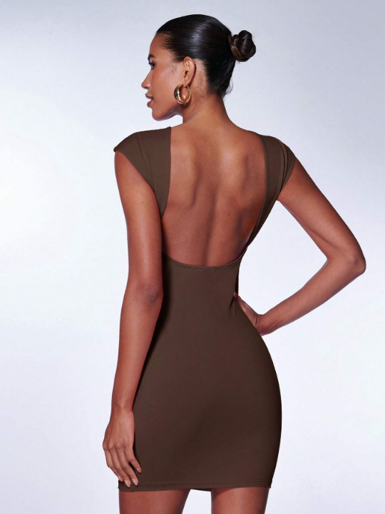 BAE Solid Backless Bodycon Dress