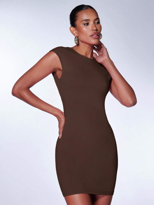 BAE Solid Backless Bodycon Dress