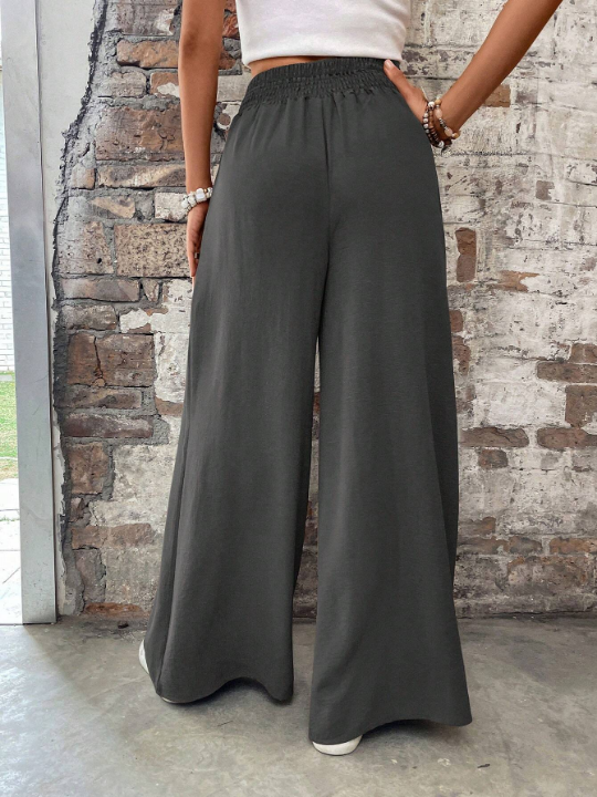 LUNE Solid Elastic Waist Pants