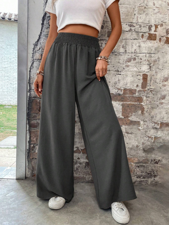 LUNE Solid Elastic Waist Pants