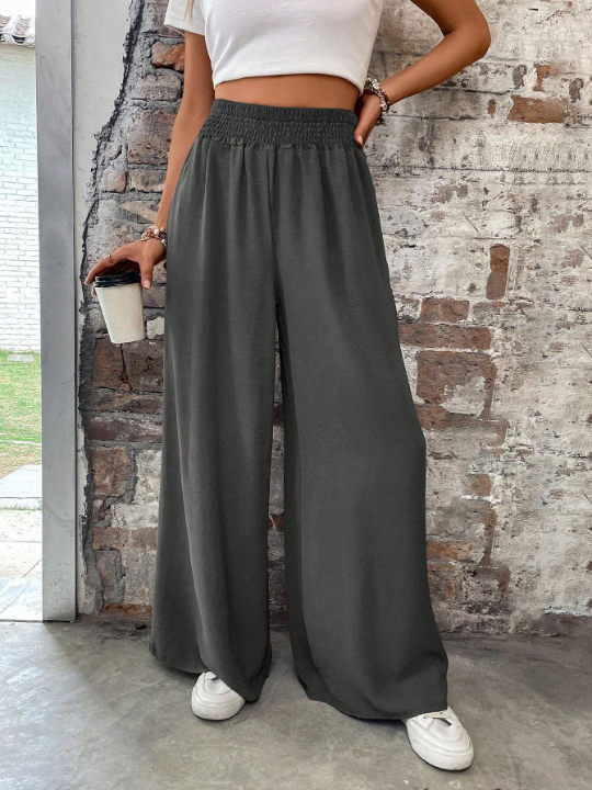 LUNE Solid Elastic Waist Pants