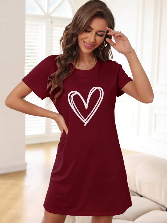 Heart Print Tee Dress