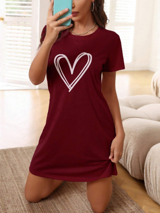 Heart Print Tee Dress