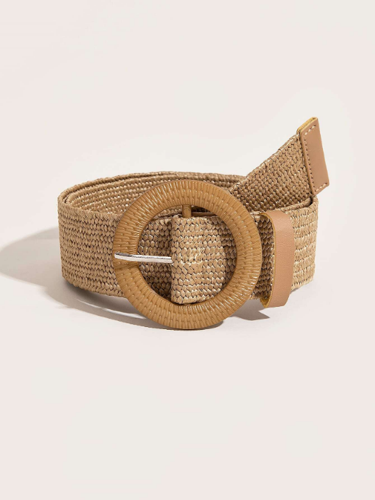 Round Buckle Straw Belt Boho