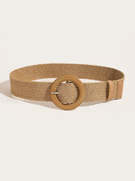 Round Buckle Straw Belt Boho