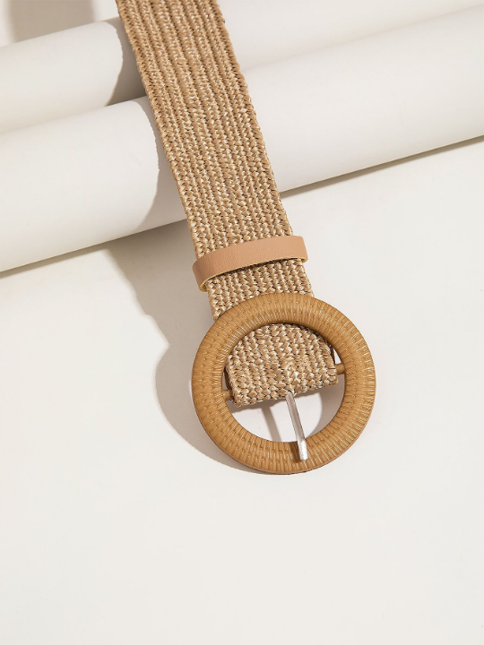 Round Buckle Straw Belt Boho