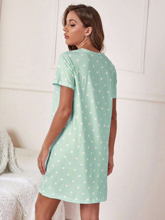 Slogan & Polka Dot Print Nightdress