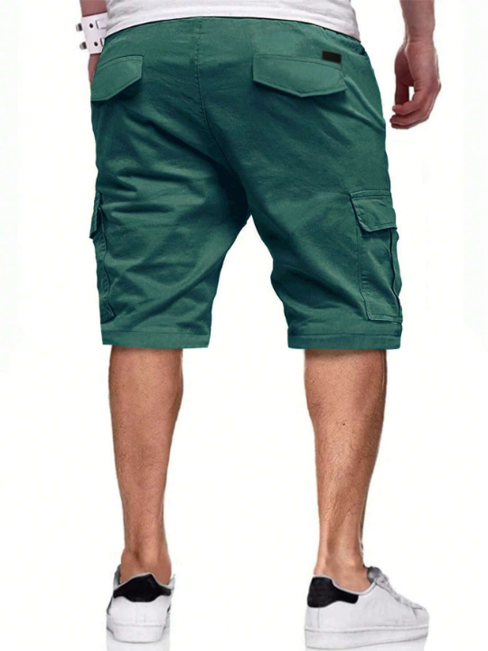 Manfinity Hypemode Men Flap Pocket Drawstring Waist Loose Cargo Shorts