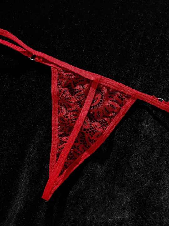 Exotic-Bondage Floral Lace Garter Lingerie Set