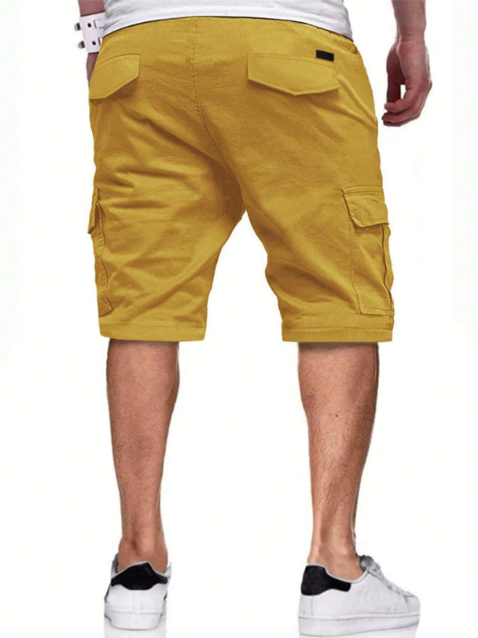 Manfinity Homme Men Flap Pocket Drawstring Waist Oversize Cargo Shorts