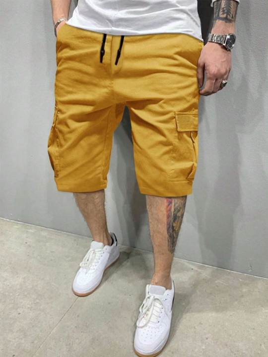 Manfinity Homme Men Flap Pocket Drawstring Waist Oversize Cargo Shorts