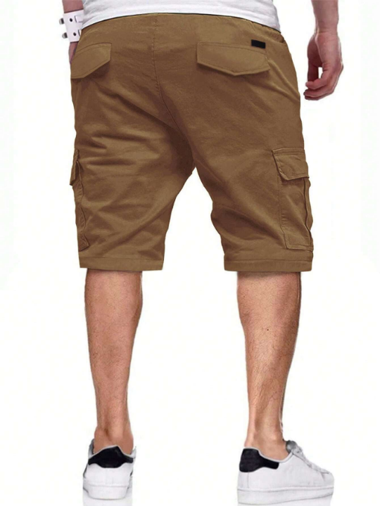 Manfinity Homme Loose Fit Men's Cargo Shorts With Flap Pockets And Drawstring Waist