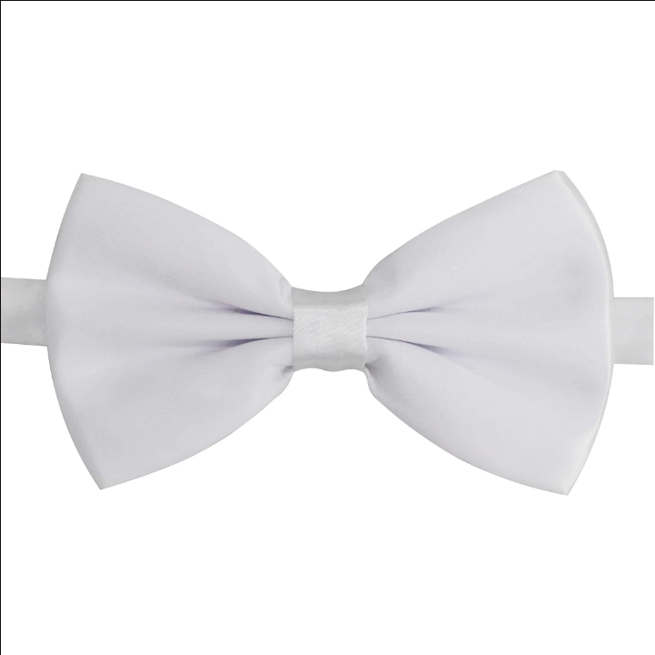 1pc Men's Double Layered White Polyester Adjustable Bow Tie For Wedding, Party, Performance Or Daily Wear