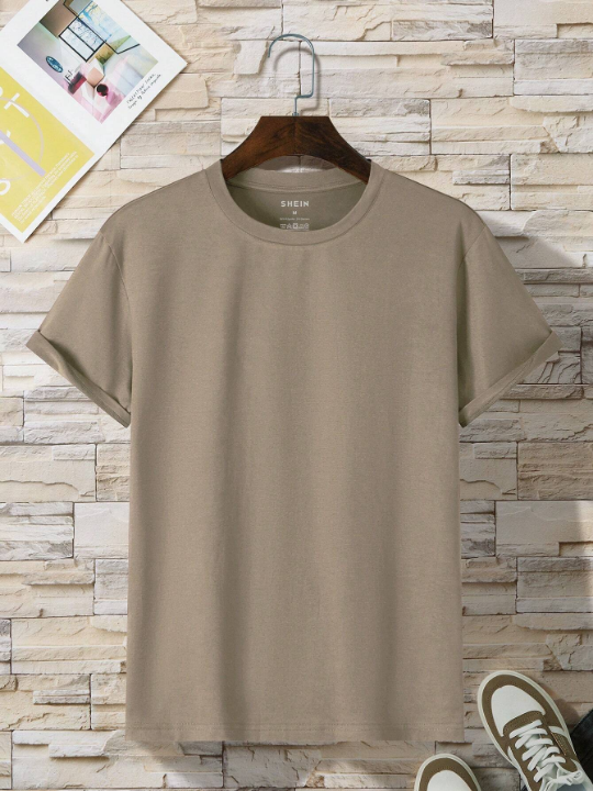 Men Solid Round Neck Tee