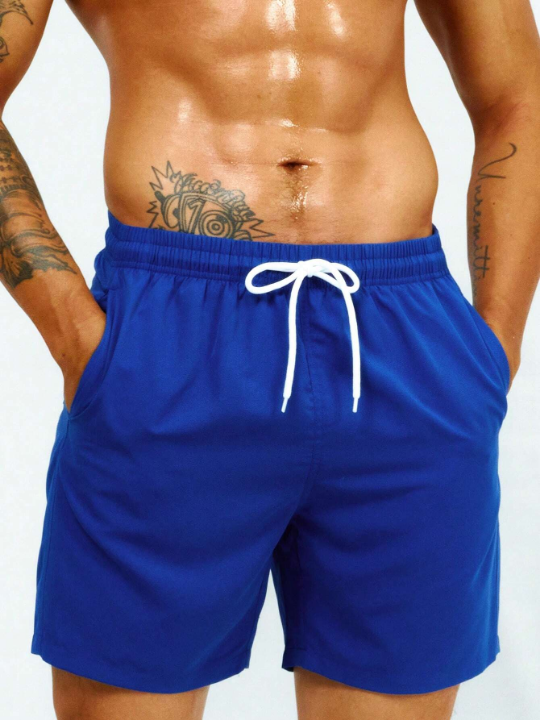 Manfinity Swimmode Men Drawstring Waist Slant Pocket Swim Trunks