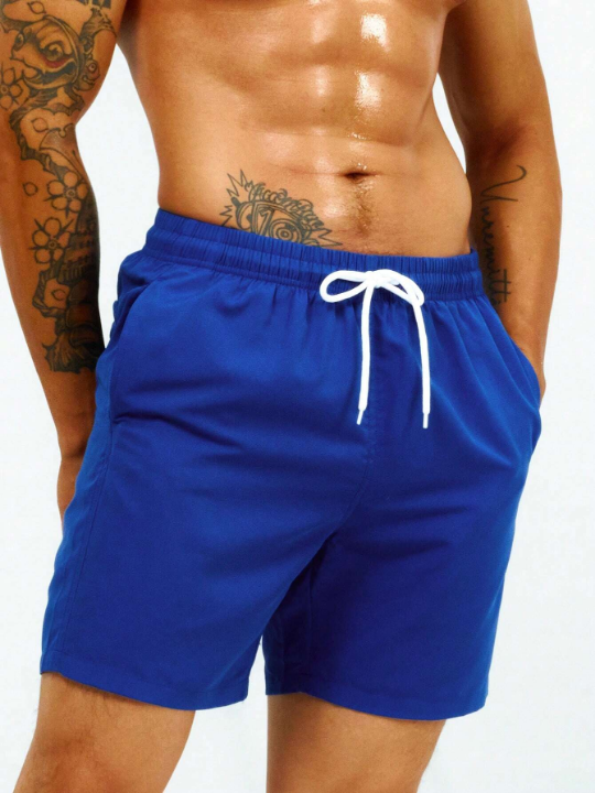 Manfinity Swimmode Men Drawstring Waist Slant Pocket Swim Trunks